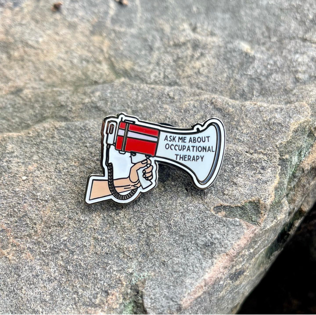 Ask Me About OT Enamel Pin